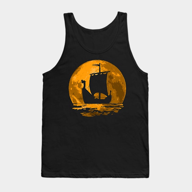 Viking Moon Ship Tank Top by nickbeta